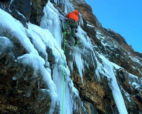 Ice Climbing on The Sphinx, sphinx north face, early season ice, Madison Range, MT. Montana Alpine Guides, Ice Climbing